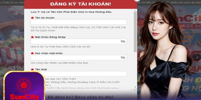 bước đăng nhập thông tin làm đại lý suncity